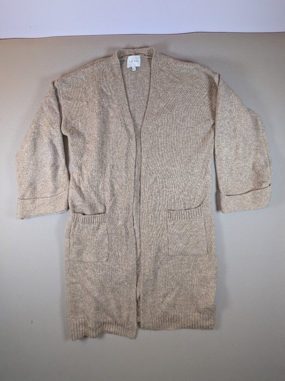 Women's Pink Rose Tan Cardigan Size L